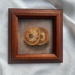 “Freshly Baked” Framed Bagel Art Painting